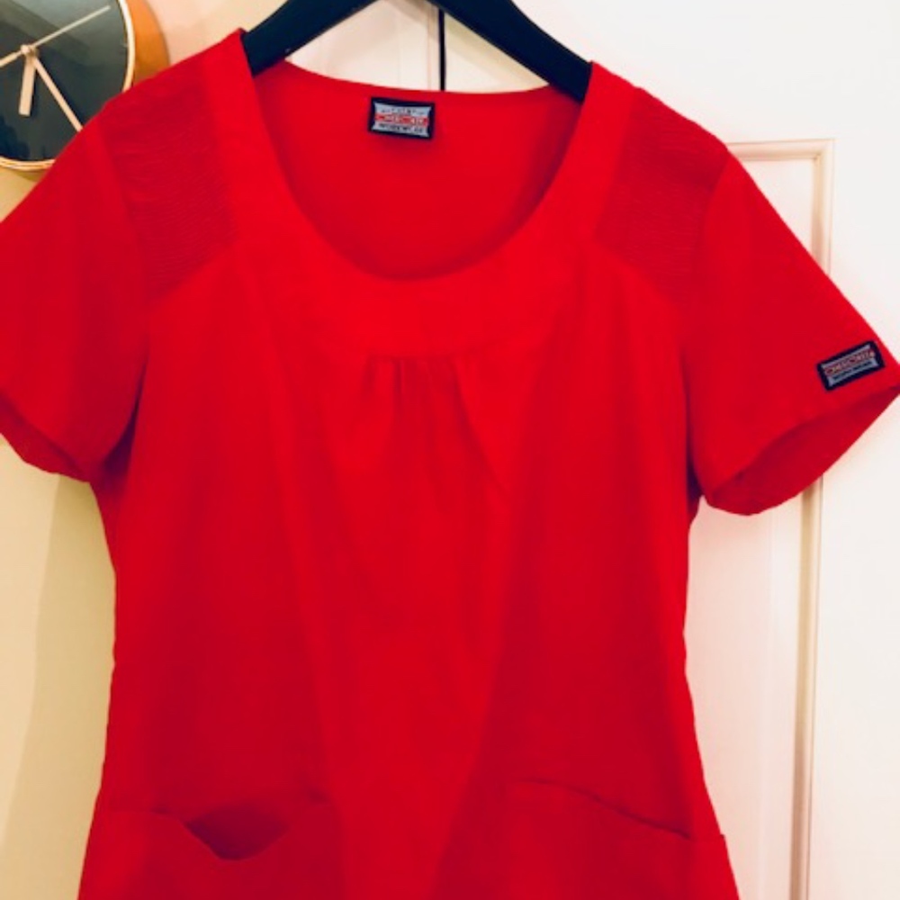 Adorable Scrub Top with Scoop Neck